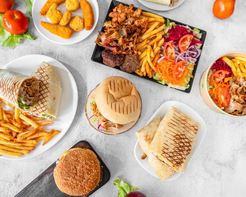 Kebab, Tacos, Burger